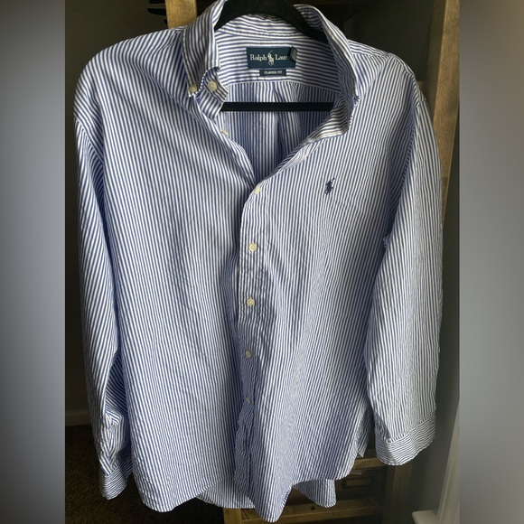 Men’s Ralph Lauren Classic Fit Long Sleeve Striped Button Up Shirt - Picture 3 of 11
